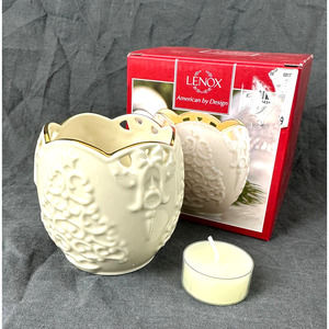 Lenox Merry Lights Christmas Tree Votive Candle Holder Gold Trim NEW